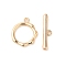 Brass Toggle Clasps, Textured Ring, Nickel Free, Real 18K Gold Plated, Ring: 16.5x13.5x2mm, Bar: 20x5x2mm, Hole: 1.6mm