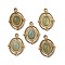Natural Green Aventurine Pendants, Oval Charms, with PVD Vacuum Plating Real 18K Gold Plated 201 Stainless Steel Findings, 21x16x4.5mm, Hole: 1.8mm
