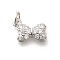 Brass Micro Pave Clear Cubic Zirconia Pendants, with Jump Ring, Long-Lasting Plated, Lead Free & Cadmium Free, Bowknot Charms, Platinum, 9.5x13x3mm, Hole: 3.5mm
