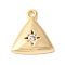 Brass Micro Pave Clear Cubic Zirconia Pendants, Triangle Charms, Rack Plating, Lasting Plated, Nickel Free, Real 18K Gold Plated, 13.5x12x2.5mm, Hole: 1.2mm