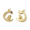 Brass Micro Pave Cubic Zirconia Pendants, Cadmium Free & Nickel Free & Lead Free, with Jump Ring, Moon with Rabbit Charms, Golden, 20x15.5x3mm, Hole: 3mm
