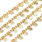 Handmade Brass Curb Chains, with Flat Round Charms and Spool, Soldered, Long-Lasting Plated, Real 18K Gold Plated, Link: 3x2x1mm, Flat Round: 6x3x1.5mm, about 32.8 Feet(10m)/roll