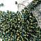 TOHO Round Seed Beads, Japanese Seed Beads, (1014) Gold Lined Aqua Luster, 8/0, 3mm, Hole: 1mm, about 222pcs/bottle, 10g/bottle