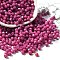 Baking Paint Glass Seed Beads, Bicone, Deep Pink, 4.5x4mm, Hole: 1.1mm, about 6428pcs/pound