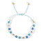 Bohemian Style Glass Seed Round Beads Braided Bead Bracelets for Women, Daisy, with Plastic Imitation Pearl, Light Sky Blue, Inner Diameter: 11 inch(28cm)