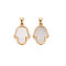 Natural Freshwater Shell Pendants, with Brass Findings, Nickel Free, Leaf, Real 18K Gold Plated, 16.5x11.5x2.5mm, Hole: 3mm