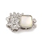Brass Micro Pave Clear Cubic Zirconia Box Clasps, Cadmium Free & Nickel Free & Lead Free, with Shell, Flower, 2-Strand, 4-Hole, Real Platinum Plated, 23.5x14.7x6.3mm, Hole: 1mm