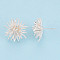 Brass Micro Pave Clear Cubic Zirconia Stud Earrings, Flower, Silver, 23~23.8x23~23.8mm, Pin: 0.8mm