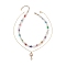 2Pcs 2 Style Natural Quartz Crystal Chips & Resin Evil Eye Beaded Necklaces Set, Rhinestone Tree of Life with Cross Pendant Necklaces for Women, Mixed Color, 15.63~17.76 inch(39.7~45.1cm), 1Pc/style