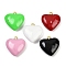Brass Enamel Pendants, Real 18K Gold Plated, Heart Charm, Mixed Color, 26.5x26x10mm, Hole: 1.6mm