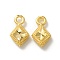 Brass Charms, Cadmium Free & Lead Free, Rhombus Charm, Real 24K Gold Plated, 12.5x7x3mm, Hole: 1.6mm