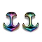 Ion Plating(IP) 304 Stainless Steel Hook Clasps, For Leather Cord Bracelets Making, Anchor, Rainbow Color, 31x24x6mm, Hole: 5x5mm