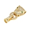 Brass Micro Pave Cubic Zirconia Fold Over Clasps, Leopard, Golden, 32mm, Inner diameter: 4mm