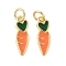 Brass Enamel Pendants, with Jump Ring, Lead Free & Cadmium Free, Long-Lasting Plated, Rack Plating, Real 18K Gold Plated, Carrot, 16x5x2mm, Hole: 3.4mm