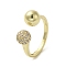 Rack Plating Brass with Clear Cubic Zirconia Cuff Rings, Lead Free & Cadmium Free, Long-Lasting Plated, Real 18K Gold Plated, Round, US Size 6 3/4(17.1mm)
