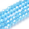 Opaque Solid Color Electroplate Glass Beads Strands, AB Color Plated, Faceted, Bicone, Light Sky Blue, 2.9~3.3x2.5mm, Hole: 0.7mm, about 135~140pcs/strand, 38~40cm
