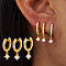 Elegant S925 Sterling Silver Hoop Earrings, with Clear Cubic Zirconia &  Imitation Pearl, Golden, 18x3x12mm