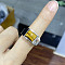 Rectangle Natural Tiger Eye Finger Ring, Stainless Steel Jewelry, Stainless Steel Color, US Size 10 1/4(19.9mm)