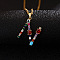 Brass Pave Colorful Cubic Zirconia Initial Pendant Necklaces for Women, Golden, Letter N, 19.69 inch(50cm)