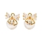 Brass Micro Pave Cubic Zirconia Charms, Bowknot, with ABS Imitation Pearls and Loops, Long-Lasting Plated, Nickel Free, Real 18K Gold Plated, 11.5x10x9mm, Hole: 1mm