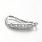 Eco-Friendly Rack Plating Brass Cubic Zirconia Earring Hooks, Ear Wire, with Horizontal Loop, Lead Free & Cadmium Free & Nickel Free, Platinum, 15.5x8x2mm, Hole: 1mm, Pin: 0.8mm