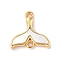 Brass Pave Natural White Shell Connector Charms, Real 18K Gold Plated, Long-Lasting Plated, Lead Free & Cadmium Free, Rack Plating, Whale Tail, 14.5x14x3mm, Hole: 1.2mm and 1.4mm