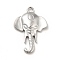 Non-Tarnish 304 Stainless Steel Pendants, Elephant Charms, Stainless Steel Color, 28x19x3mm, Hole: 2.5mm