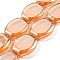 Pearl Luster Plated Electroplate Transparent Glass Beads Strands, Oval, Sandy Brown, 17x13.5x4.5mm, Hole: 1.2mm, about 37pcs/strand, 24.80 inch(63cm)