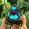 Resin Orgonite Pyramid Home Display Decorations, with Natural Gemstone Chips, Cyan, 50x50x50mm