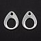 201 Stainless Steel Chain Tabs, Chain Extender Connectors, Teardrop, Hollow, Silver, 13x10x0.9~1mm, Hole: 2mm