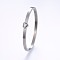 304 Stainless Steel Bangles, with Rhinestone, Heart, Stainless Steel Color, 2-1/4 inch(5.6cm)x1-7/8 inch(4.7cm), 4~7.5mm