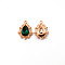 Alloy Pendants, with Rhinestone, Cadmium Free & Lead Free, Light Gold, Teardrop, Dark Green, 25x19x5mm, Hole: 1.6mm