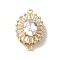 Brass Pave Clear Glass Rhinestone Connector Charms, Cadmium Free & Nickel Free & Lead Free, Oval, Real 18K Gold Plated, 19x13x6mm, Hole: 1.4mm