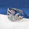 Brass Micro Pave Cubic Zirconia Finger Rings for Women, Rack Plating, Cadmium Free & Lead Free, Long-Lasting Plated, Platinum, 12.5mm, US Size 7 1/4(17.5mm)