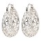 Brass Thick Hoop Earrings, Hollow, Platinum, 34x31.5x15mm