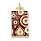 Brass Micro Pave Cubic Zirconia Pendant with Enamel, Cadmium Free & Nickel Free & Lead Free, Rectangle, Black, 45.5x25.5x2.5mm, Hole: 4.5mm