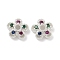 Brass Micro Pave Cubic Zirconia Bead Caps, Long-Lasting Plated, 5-Petals, Flower, Silver, 8x3mm, Hole: 1.6mm