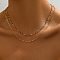 Vintage Brass Colorful Enamel Double Layer Necklaces for Women, Golden, 15.75 inch(40cm)