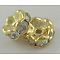 Middle East Rhinestone Spacer Beads, Clear, Brass, Golden Metal Color, Nickel Free, Size: about 8mm in diameter, 3.8mm thick, hole: 1.5mm