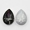 Glass Pointed Back Rhinestone, Back Plated, Faceted, Teardrop, Gray, 18x13x6mm