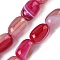 Natural Banded Agate/Striped Agate(Dyed & Heated) Beads Strands, Column, Fuchsia, 17~18x13mm, Hole: 1mm, about 11pcs/strand, 7.68''(19.5cm)