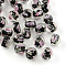 Handmade Luminous Inner Flower Lampwork Beads, Round, Black, 8mm, Hole: 1mm