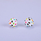 Printed Round Silicone Focal Beads, Colorful, 15x15mm, Hole: 2mm