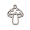 Non-Tarnish 201 Stainless Steel Pendants, Laser Cut, Mushroom Charm, Stainless Steel Color, 17x13x1mm, Hole: 1.6mm