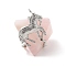 Natural Rose Quartz Pendants, Pyramid Charm, with Stainless Steel Color Plated 304 Stainless Steel Zebra Findings, 21.5x20x31mm, Hole: 3mm