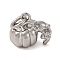 Brass Micro Pave Cubic Zirconia Pendants, Pumpkin Charms, with Jump Ring, Long-Lasting Plated, Cadmium Free & Lead Free, Rack Plating, Platinum, 9.5x11x7.5mm, Hole: 3mm