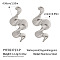 Stainless Steel Wavy Stud Earrings, Silver, 49.6x24mm