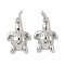 Brass Micro Pave Cubic Zirconia Pendants, Tortoise, Rack Plating, Long-Lasting Plated, Cadmium Free & Lead Free, with Jump Ring, Platinum, 16x10x3mm, Hole: 3.5mm