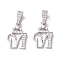 Eco-Friendly Brass Micro Pave Cubic Zirconia Pendants, Long-Lasting Plated, Real Platinum Plated, Cadmium Free & Lead Free, Letter, Letter.M, 16~20x7~11.5x1.5~2.2mm, Hole: 6.5x3.5mm
