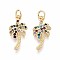 Brass Micro Pave Cubic Zirconia Pendants, Coconut Tree, with Jump Ring, Real 16K Gold Plated, 20~20.5x10x1mm, Hole: 3mm